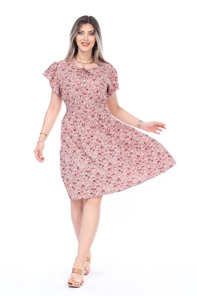 mervemoda Γυναικείο καλοκαιρινό κοντομάνικο φόρεμα