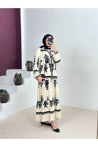 Abayana Rochie de vară din viscoză - cu model trifoi