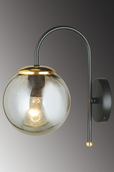 KARDELEN AYDINLATMA AVİZE Black Cane Smoked Glop Glass Downward Facing Modern Sconce