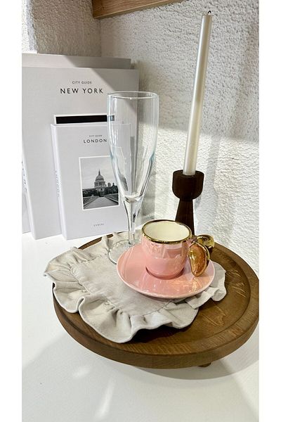 Decamor home Stone Color 6-Piece Frilly Cocktail Serving Napkin