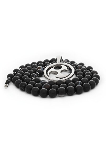 Siyah Akik Triskelion  Sarmal Kolye 3lü