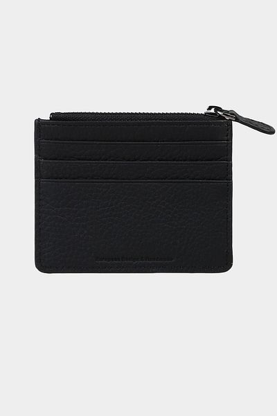 Grande 3603 Genuine Leather Coin Compartment Zippered Women's Men's Wallet Card Holder Black