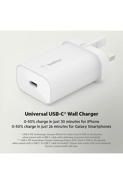 Belkin BoostCharge 25W Wall Charger with PPS, USB-C PD Fast Charger for iPhone 15, Galaxy, iPad, Pixel