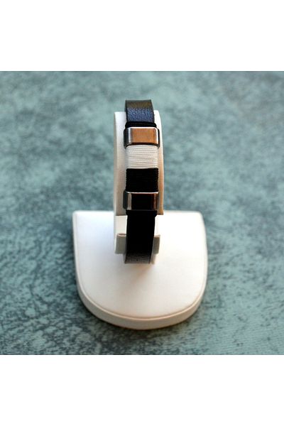 Lugus Dizayn Black and White Fan Leather Bracelet