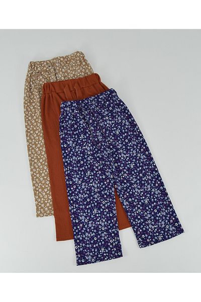 Kidiba Wrapped Patterned 3-Piece Seasonal Baggy Set for Girls 4-15 Years