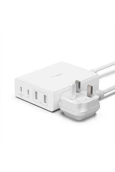 Belkin 108W GaN USB Charging Station, 2 USB-C 2 and USB-A Fast Charger for MacBook, iPhone, Galaxy, More