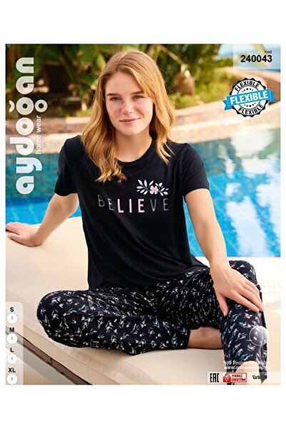 Aydoğan AYDOĞAN 240047  VİSKON BİSİKLET YAKA KISA KOL PİJAMA TAKIM