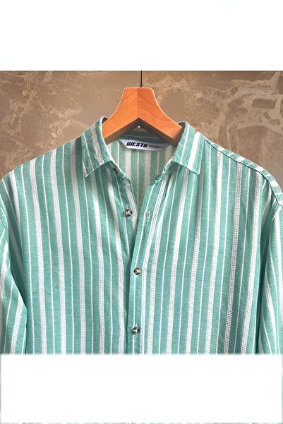 Hazhers Ανδρικό μακρυμάνικο πουκάμισο με γιακά λινό