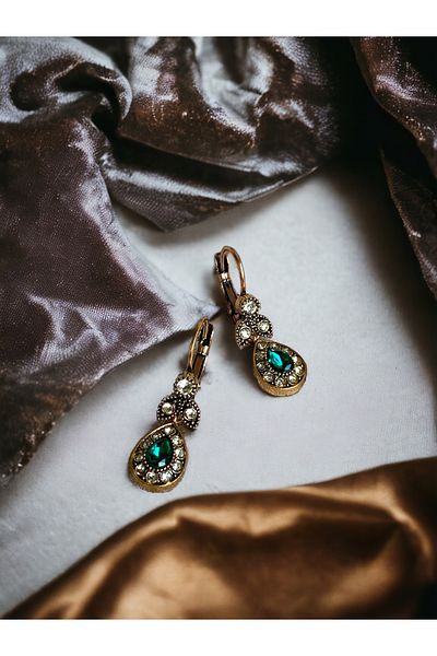 FAYRA ACCESSORIES Water Drop Dangle Crystal Stone Small Earrings