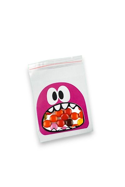 ÇET PACK 50 Pieces 10X15 Pink Monster Printed Gelatin - Cookie Bag - Package