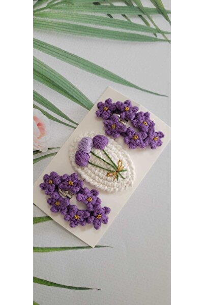 Kadın Girişimciler Atölyesi Set de 3 catarame realizate manual Purple Eleganc...