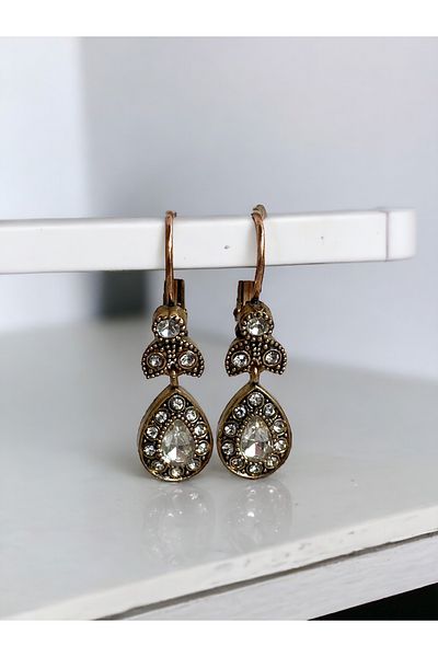 FAYRA ACCESSORIES Water Drop Dangle Crystal Stone Small Earrings