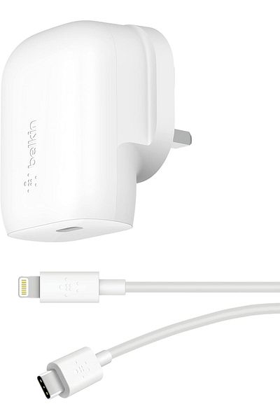 Belkin 30W USB-C Wall Charger with USB C to Lightning Cable, PPS, PD 3.0 Fast Charging for iPhone14/pro/max