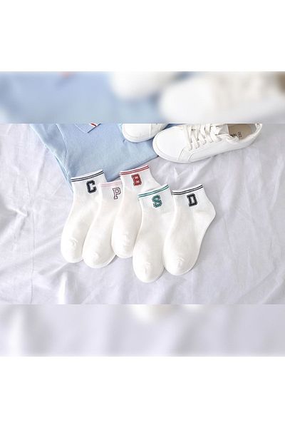 Ozzy Socks Γυναικείες κάλτσες Letter College - 5 ζευγάρια ριγέ
