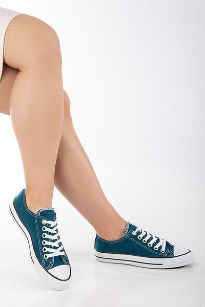 MİSSWEMODASHOES Petrol Green Unisex Linen Cnv Sports Shoes