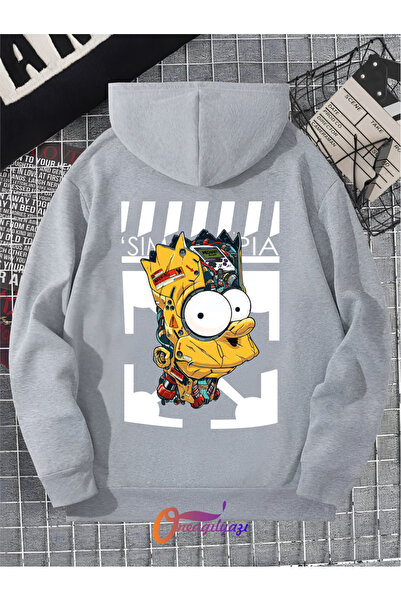 oneagılyazı سويت شيرت بقلنسوة كبير الحجم مطبوع عليه سيمبسون للجنسين