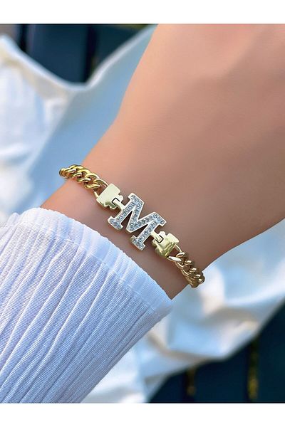 KBC STORE KBC "letter M" Steel Letter Chain Bracelet - Anti-tarnish, Anti-rust and Anti-color