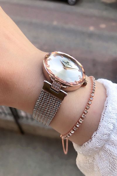 Daniel Klein 3ATM Resistant Women's Wristwatch - 2 Years Warranty, Bracelet Steel Cord