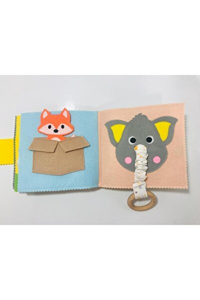 BEBİSBOOK 3-12 Ay Montessori Eğitici Bebek Aktivite Kitabı Kedi Kapak Tasarım Kırmızı