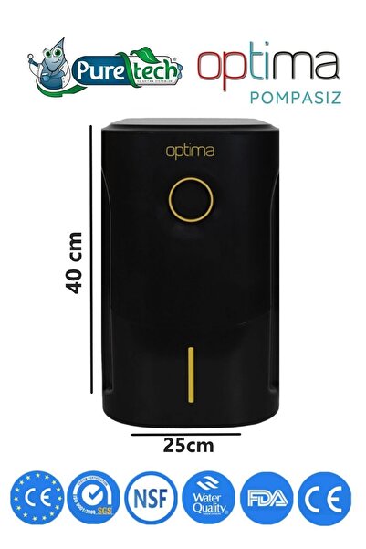 puretech Optima Pompasız Kapalı Kasa Tezgah Altı Su Arıtma Cihazı - Siyah