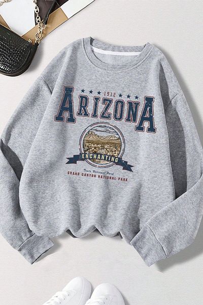 MODAGEN 1912 Arizona Printed - унисекс сив суичър с голямо деколте