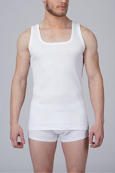 Çift Kaplan Rib 100% Cotton Men's Tank Top 10 Pack