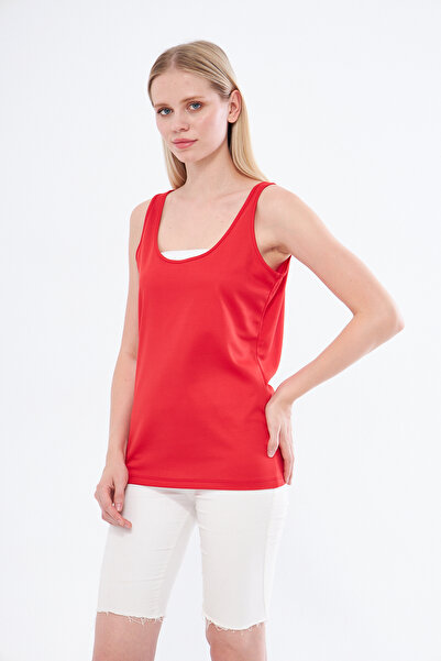 YÜKSEL IŞIK Red Kobe Printed Thick Strap Sports Undershirt