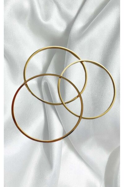 ELMATOLYE سوار Ajda من الفولاذ المقاوم للتشويه - مجموعة مكونة من 3 أساور مطابقة، هدية ذهبية اللون