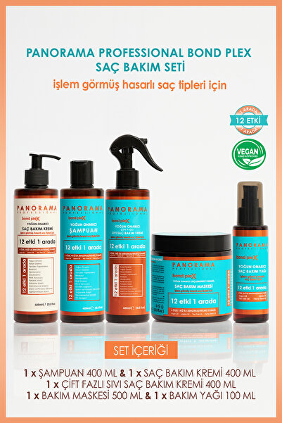 PANORAMA PROFESSIONAL Professional Bond Plex Aile Bakım Seti (ARGAN-JOJOBA-TEE TREE-HEMP SEED) 12 Etki 1 Arada Vegan