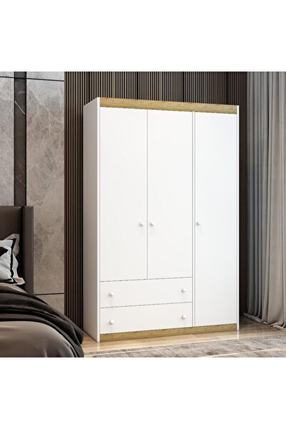 Afilli 3 Kapaklı 2 Çekmeceli Mdf Lam Gardırop