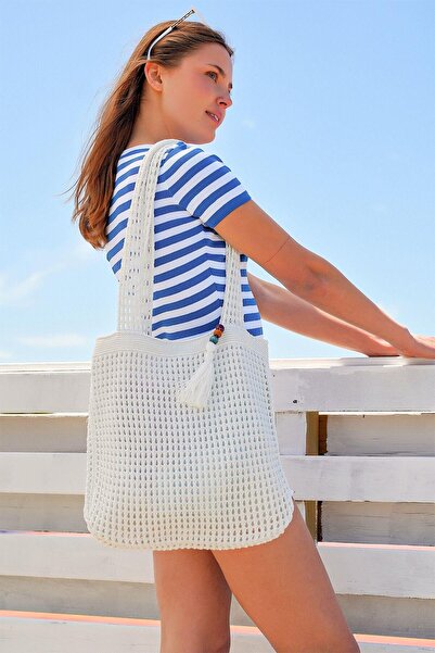 CHUBA Cumpărător de tricotaje albe - Geantă casual de mână și de plajă cu curea de umăr Chax801