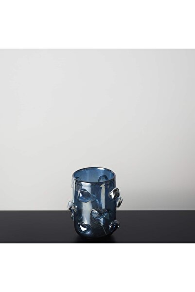 GEONDESIGN BUZ KULPLU MAVİ CAM VAZO