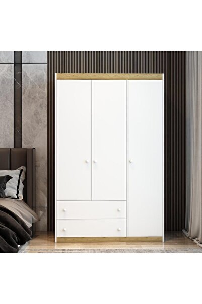 Afilli 3 Kapaklı 2 Çekmeceli Mdf Lam Gardırop