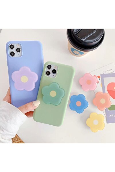 Color Reflect Popsocket Yavruağzı Çiçek Telefon Tutacağı Şekilli Akrilik Yüzey Parmak Tutucu