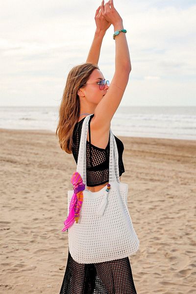 CHUBA White Knitwear Shopper - Shoulder Strap, Lined, Casual Hand and Beach Bag Chax801
