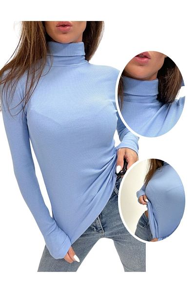 ALYA UNDERWEAR Φούτερ Camisole Full Throat Body, Ύφασμα με ραβδώσεις, Lycra, Sky Blue