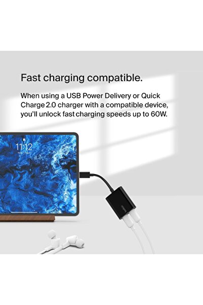 Belkin RockStar™ USB-C Audio + Charge Adapter - 60W Power Delivery Fast Charging for iPhone, iPad, & More
