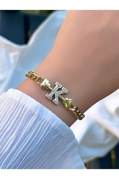 KBC STORE KBC "letter K" Steel Letter Chain Bracelet - Anti-tarnish, Anti-rust and Anti-color
