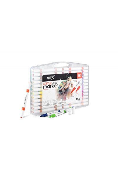 Rich Art-X Akrilik Marker Çift Tarafli Profesyonel Kalem Seti 48 Renk 18053