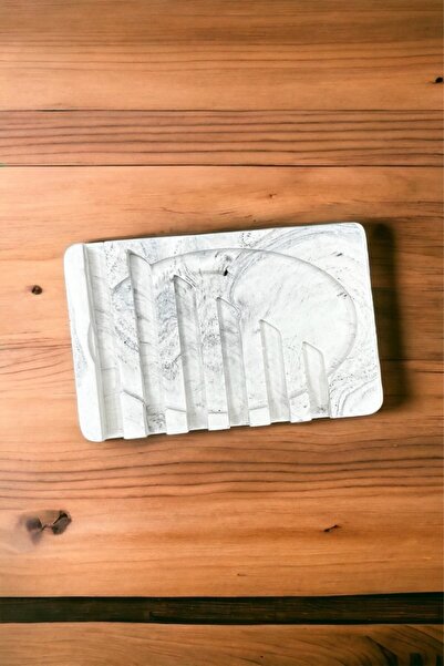 betonmall موزع صابون صلب خرساني للحمام والمطبخ والمرحاض منقوش بالرخام مع تصري...