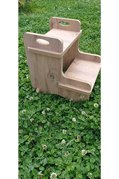 Genel Markalar Çok Amaçlı Kullanım Doğal Ahşap İki Basamaklı Tabure Merdiven