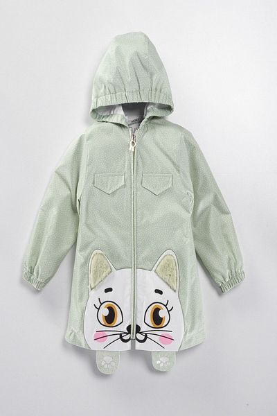 PODIUM GYM Trend New Season Winter/spring Cute Cat Patterned Cool Raincoat