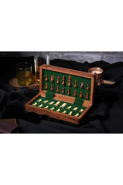 Ban Store 30 Cm Magnetic Handmade and Chess Set - Portable and Foldable Wooden