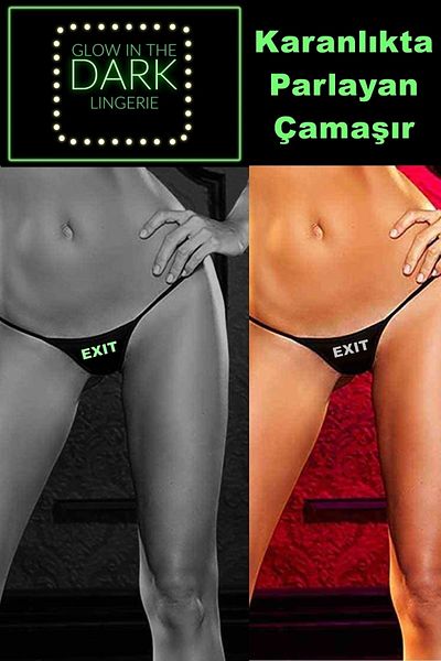 Secret Passion Lingerie Glow Pigmented Glow in the Dark Exit Printed Black Fancy String 7519