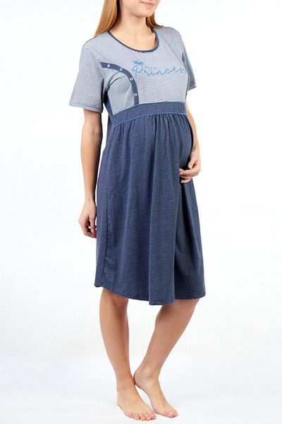 Nicoletta Kismama rövid ujjú hálóing Pamut Lycra Navy