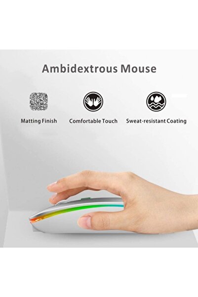 Everest Smw-306r Gümüş 800/1200/1600dpi Şarjlı Mouse Kablosuz Mouse Rgb Süper Sessiz
