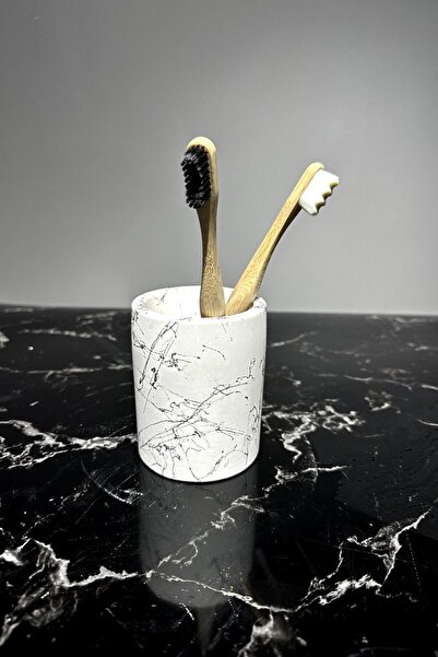 betonmall Θήκη οδοντόβουρτσας από σκυρόδεμα με μαρμάρινο σχέδιο Θήκη οδοντόβο...