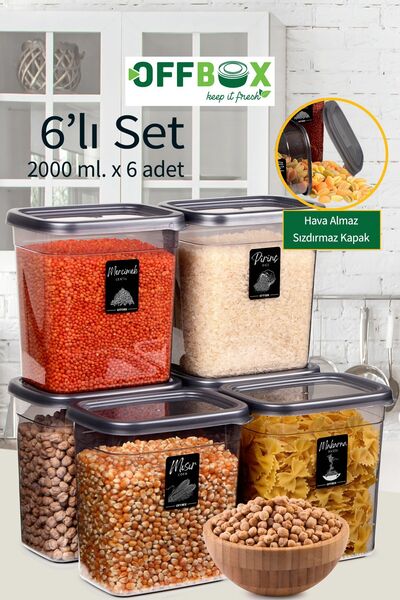 BobuBOX 6-Piece 12-Piece Rectangular 2-Liter Food Grocery Storage Container Dowry Set with 20 Labels Gift