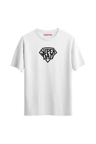Açık Garaj Unisex SUPER DAD Printed Regular T-shirt - Special for Fathers