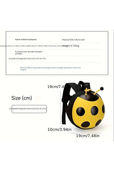 SYNOPE Bag-Shaped Zippered Ladybug Parent-Controlled Child Anti-Loss Rope Rope Safety Belt